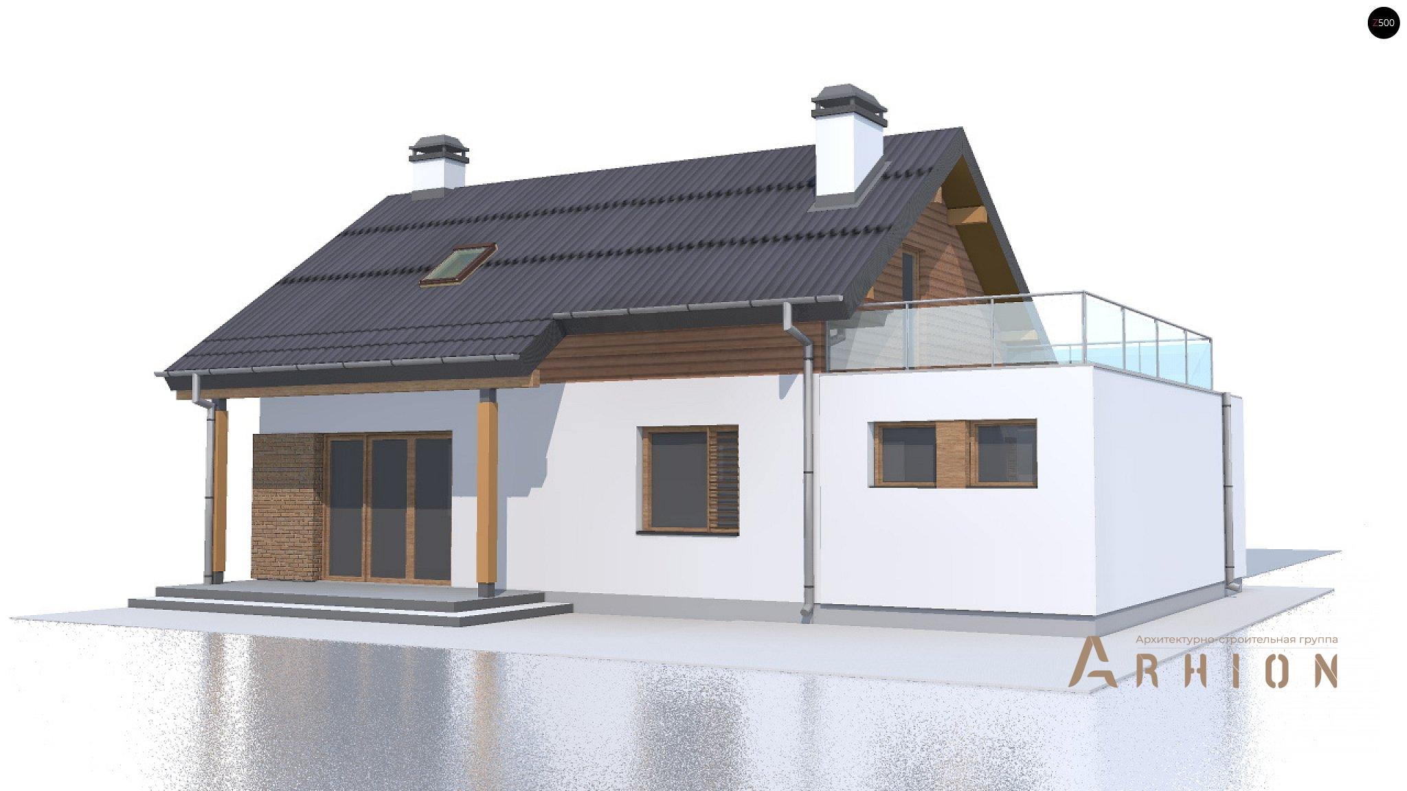 12. Проект одноэтажного дома в современном стиле с двускатной кровлей, Z210 GLt, площадью - 139 кв c мансардой, терассой, балконом, гаражом